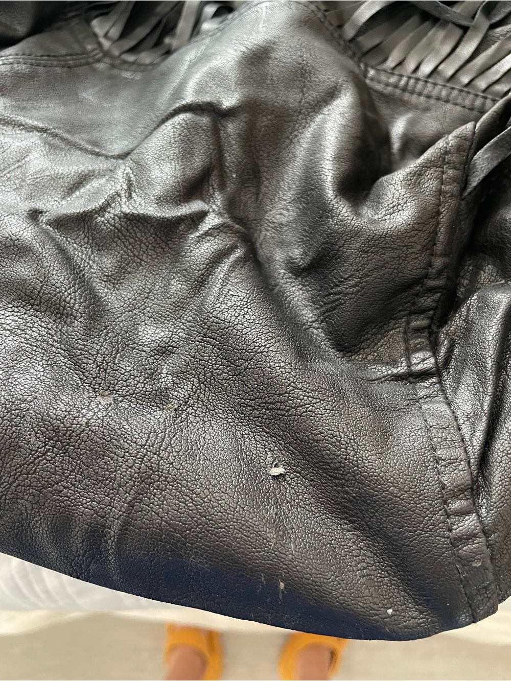 Black Leather Fringe Moto Jacket by Unbranded - Picture 10 of 12
